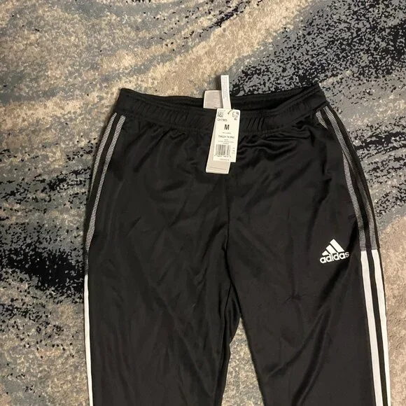 NWT Adidas Track Pants Black Medium Y2K Streetwear Blokecore 3-Stripe Joggers - Picture 4 of 7